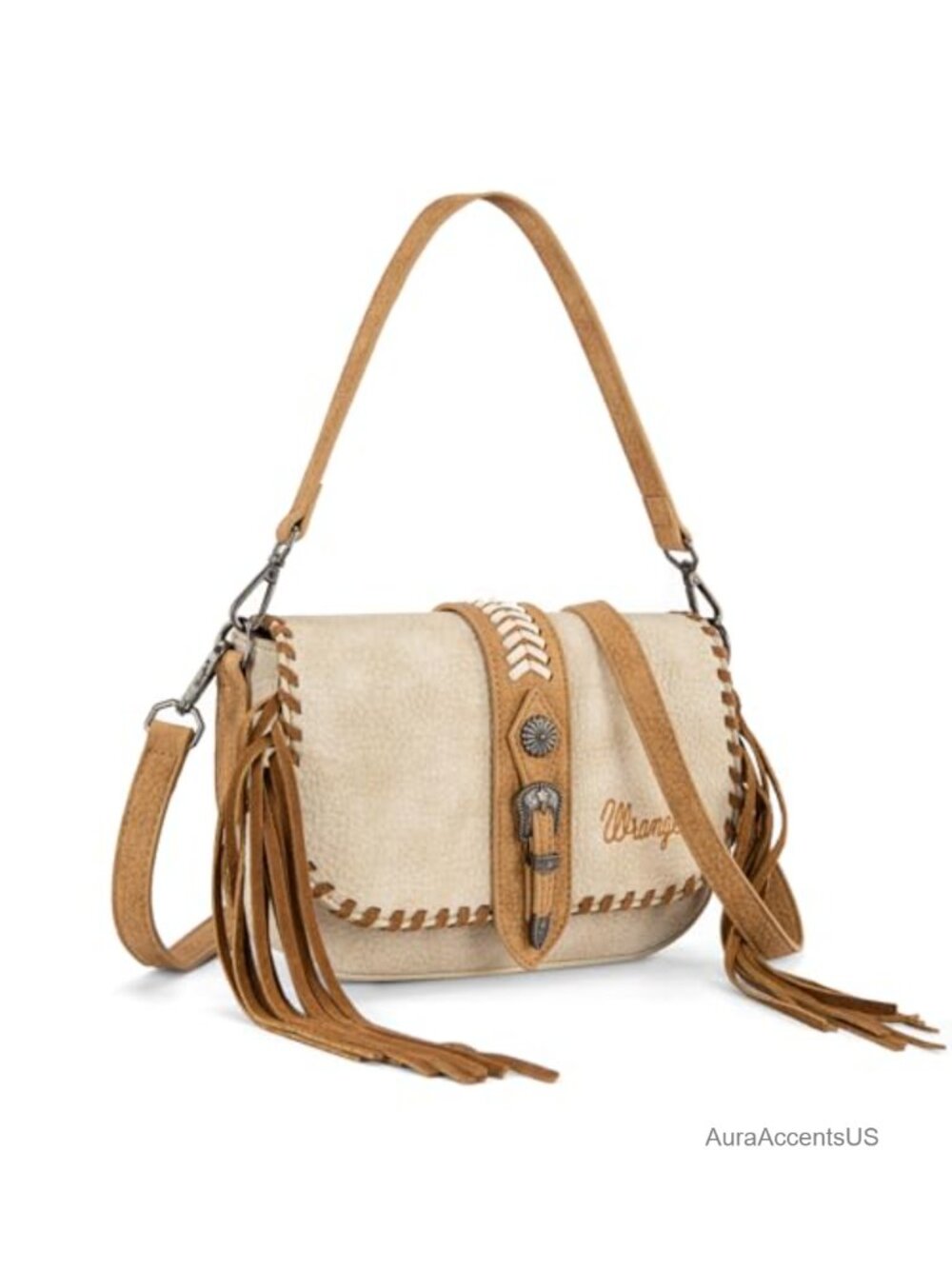 Western Whipstitch Faux Leather Shoulder Bag Fringe Crossbody Purse